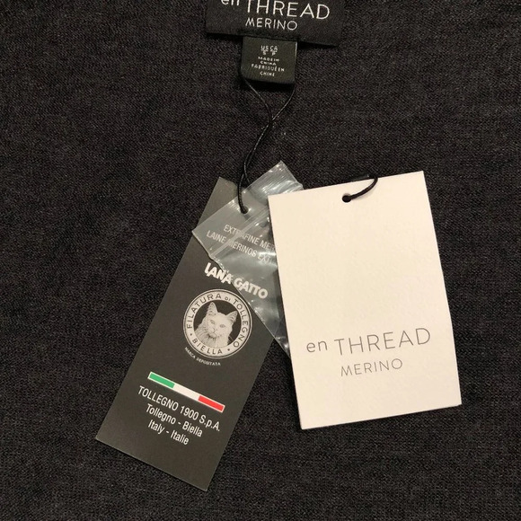 en THREAD Tollegno 1900 Merino Wool Cardigan Sweater in Charcoal Grey Size S - Picture 9 of 12